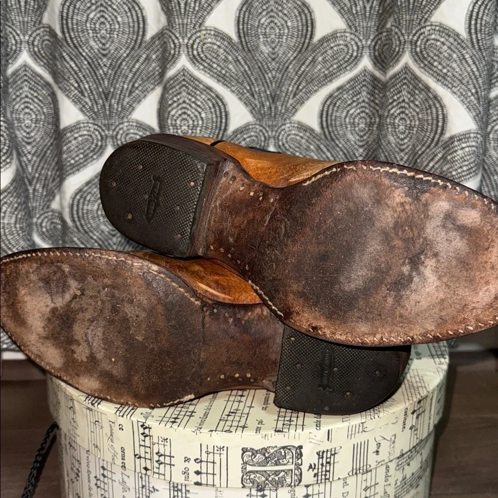 Hondo Crazy Horse Distressed Embroidered Navy/ Brown Leather Western Boots SZ9 - Picture 11 of 14